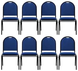 Kit 8 Cadeiras Hoteleiras Auditório Empilhável Linho Z33 Azul - Mpozen