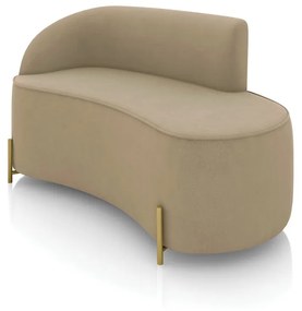 Sofá 2 Lugares Orgânico 140cm Pé Dourado Morgan Suede D03 - D'Rossi - Marrom Rato