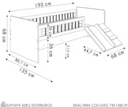 Cama Infantil Com Escorregador Lumiar C06 Aveiro/Branco - Mpozenato