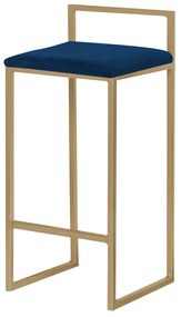 Banqueta Decorativa Selena Base Gold Veludo Azul G41 - Gran Belo