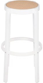 Banqueta Fitz Alta Palha Bege com Estrutura Polipropileno Branco 75 cm - 74412 Sun House