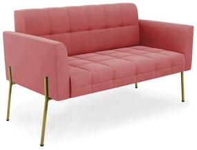 Sofá Namoradeira e 2 Poltronas Pé de Ferro Dourado Elisa Suede D03 - D'Rossi - Rose