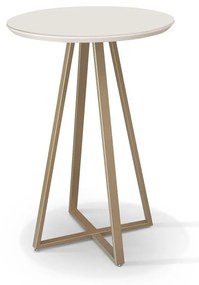 Mesa Bistrô Arezzo Redonda Tampo com Vidro Base Aço Carbono Pintura Eletrostática Design Moderno