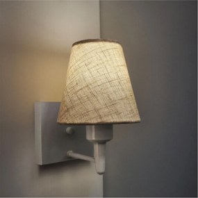 Arandela Quadrada Md-2034 Cinza Cúpula em Tecido Cone Rustico Bege - Bivolt
