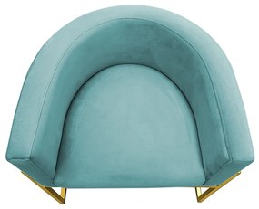 Poltrona Decorativa Base Metal Dourada Luna Veludo Turqueza - Sheep Estofados - Veludo Turquesa