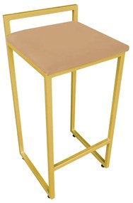Banqueta Pietra Suede Base Dourado - Caramelo Sisal