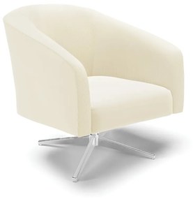 Poltrona Decorativa Giratória Cromada Stella Cotelê Int/Veludo D03 - D'Rossi - Off White