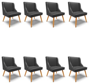 Kit 08 Cadeiras de Jantar Liz Corino Pes Palito Castanho D03 - D'Rossi - Preto