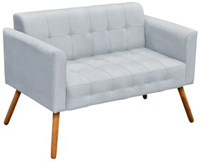 Poltrona Namoradeira Decorativa Pés Palito Karen Suede Cinza G19 - Gran Belo