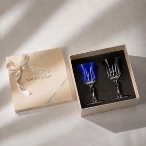 Kit 2 Taças Coloridas de Cristal Lapidado 66 P/ Licor c/ Caixa de Presente - KT10  KT10