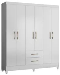 Guarda Roupa Casal 6 Portas 2 Gavetas 153cm Paraná Z17 Branco - Mpozen