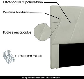 Cabeceira Decorativa Casal 1,40M Yves Veludo Prata G63 - Gran Belo