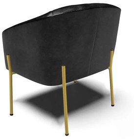 Poltrona Decorativa Pé de Ferro Dourado Kit 2 Stella Sintético PU D03 - D'Rossi - Preto