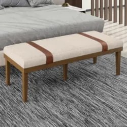 Recamier Puff Estofado Casal 140cm Shiva Boucle Bege Z04 - Mpozenato