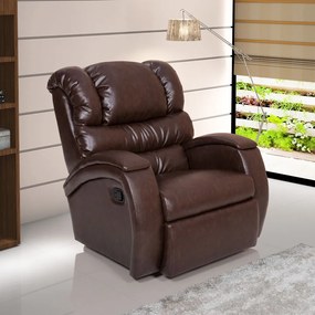 Poltrona do Papai Reclinável Giratória e Balanço Zero Wall com Gatilho Oasis PU Sintético Marrom Brilho G23 - Gran Belo