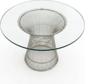 Mesa de Jantar de Vidro Redonda Platner Cinza