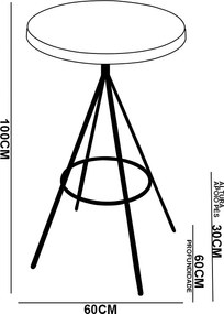 Mesa Bistrô Alta Redonda Cozinha Industrial Pé Aço Dhalia PU S02 - D'Rossi - Preto