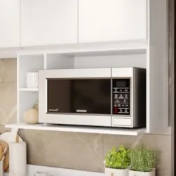 Suporte Microondas Aéreo 81cm com Nicho Adega Miami Branco  - Lumil