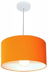 Lustre Pendente Cilíndrico Md-4031 Cúpula em Tecido 40x21cm Laranja - Bivolt
