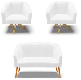 Namoradeira e 2 Poltronas Giratória MA30 Stella Sintético PU D03 - D'Rossi - Branco