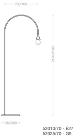 Luminária De Chão Jazz Pivô Base Piso 38X210X70Cm 1Xe27 - Usina 52010/... (BZ-M - Bronze Metálico)