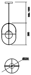 Pendente Argo 23X35X100Cm Aramado Com Globo Ø14Cm 1Xe27 G45 - Usina 17... (CB-M - Cobre Metálico, Fosco (Branco))