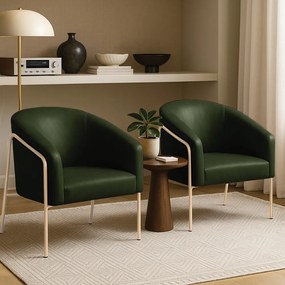 Poltrona Sala Industrial Alta Champanhe Kit 2 Stella Sintético PU D03 - D'Rossi - Verde