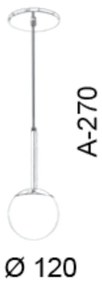 Pendente Globo Fosco Ø12X27Cm 1 X G9 Metal E Globo Ø12Cm |Old Artisan... (CROMADO)