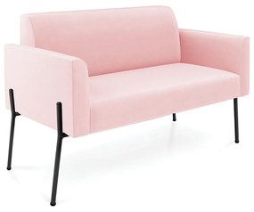 Sofá Namoradeira 2 Lugares Pé de Ferro Preto Marisa Suede D03 - D'Rossi - Rosa Bebê