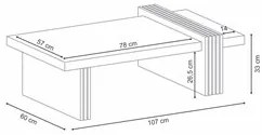 Mesa de Centro Com Detalhe Ripado Tammy H01 Preto/Freijó - Mpozenato