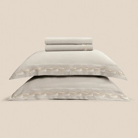 Jogo de Cama Altenburg Cetim de Bambu 300 Fios Ondas - Bege Instinto - Queen  Bege Instinto - Queen
