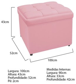 Calçadeira Copenhague 100 cm Solteiro Suede Rosa Bebê - ADJ Decor