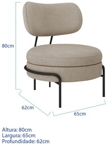 Poltrona Decorativa Luxo Moderna Sala de Estar Recepção Mimo Linho