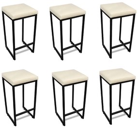Banqueta Alta para Cozinha Industrial Kit 6 Nick Preto e Sintético D03 - D'Rossi - Bege