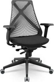 Cadeira Escritório Bix X+ Presidente Slider PU Poliéster Preto Plaxmetal