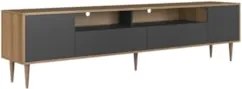 Rack TV 75 Pol 200cm Com LED Pés Palito Caza Mel/Grafite A05 - Mpozena