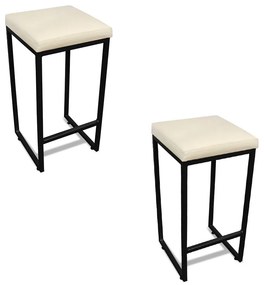 Banqueta Alta para Cozinha Industrial Kit 2 Nick Preto e Sintético D03 - D'Rossi - Bege