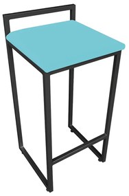 Banqueta Pietra Suede Base Preto - Azul Turquesa