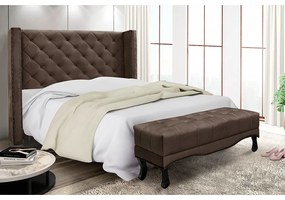 Cabeceira Cama Box Casal 140cm e Recamier Vicenza Veludo S04 - D'Rossi - Marrom