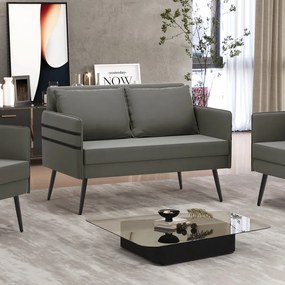 Namoradeira 02 Lugares Mari Suede Grafite Pés Palito de Ferro - D'Rossi