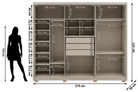 Guarda Roupa Com Espelho Dubai Majestic 6 Portas e 3 Gavetas Fendi - Vila Rica Móveis