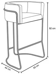 Kit 4 Banquetas Decorativas Base Aço Preto Betina Linho D-315 Cinza -