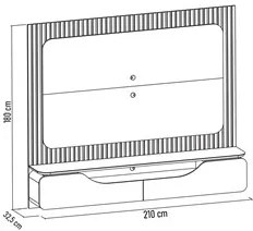 Painel Ripado para TV 70 Pol com Bancada Suspensa 210cm Trevis D04 Off