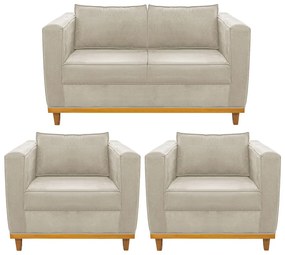Kit Sofá 2 Lugares e 2 Poltronas Europa Suede Bege ADJ Decor