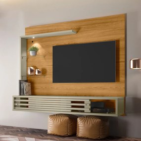 Painel TV 50 Pol 160cm Bancada Suspensa Sala Ravian M20 - D'Rossi - Cumaru e Opala