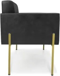 Poltrona Sala Pé Metal Dourado Kit 2 Ana Sintético PU Preto - Ibiza