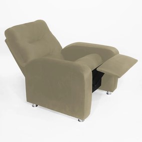 Poltrona Do Papai Reclinável Madri Suede Nude