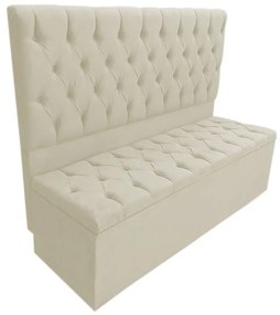 Cabeceira com Calçadeira Baú Casal 140cm Nicole Suede Bege - Sheep Estofados - Bege