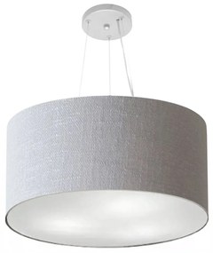 Lustre Pendente Cilíndrico Md-4192 Cúpula em Tecido 55x30cm Rustico Cinza - Bivolt