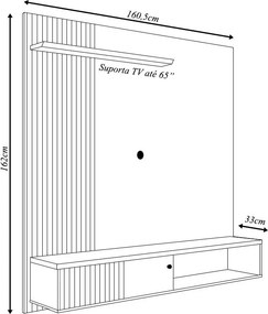 Bancada Suspensa Away MDP Pintura UV 1 Porta Deslizante até 65 Cumaru G97 - Gran Belo